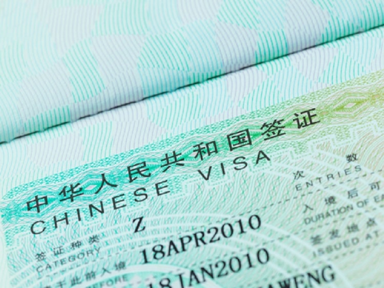 China Z visa in passport to work and teach English in China